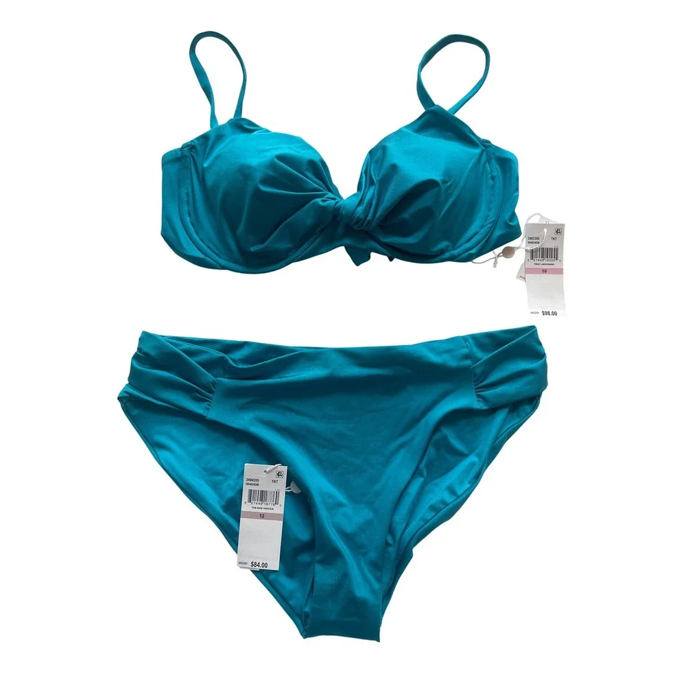 Trina Turk Twist Underwire Bikini Top‎ Sz 10 and Tab Side Hipster Bottom Size 12
